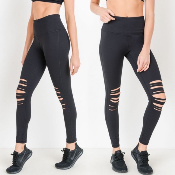 Mono B Black High Waist Shredded Knee 